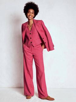Boden Belgravia Herringbone Wool Rich Trousers, Pink, Pink