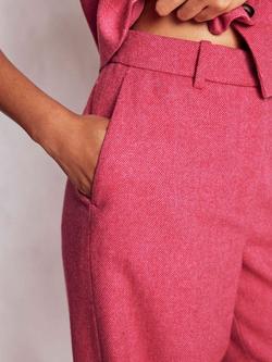 Boden Belgravia Herringbone Wool Rich Trousers, Pink - view 2, Pink
