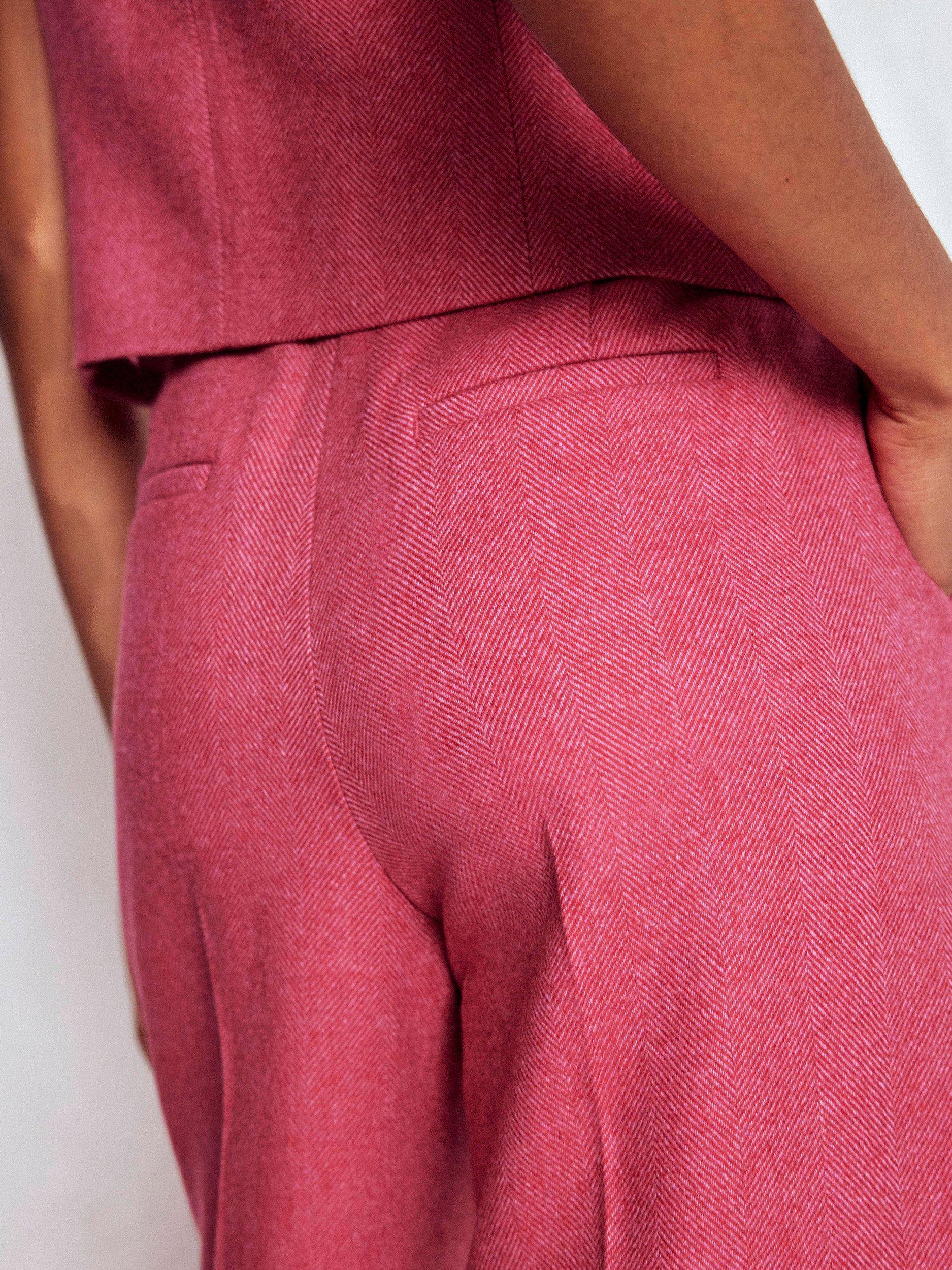 Product image 4 of 6, which shows Boden Belgravia Herringbone Wool Rich Trousers, Pink, 8