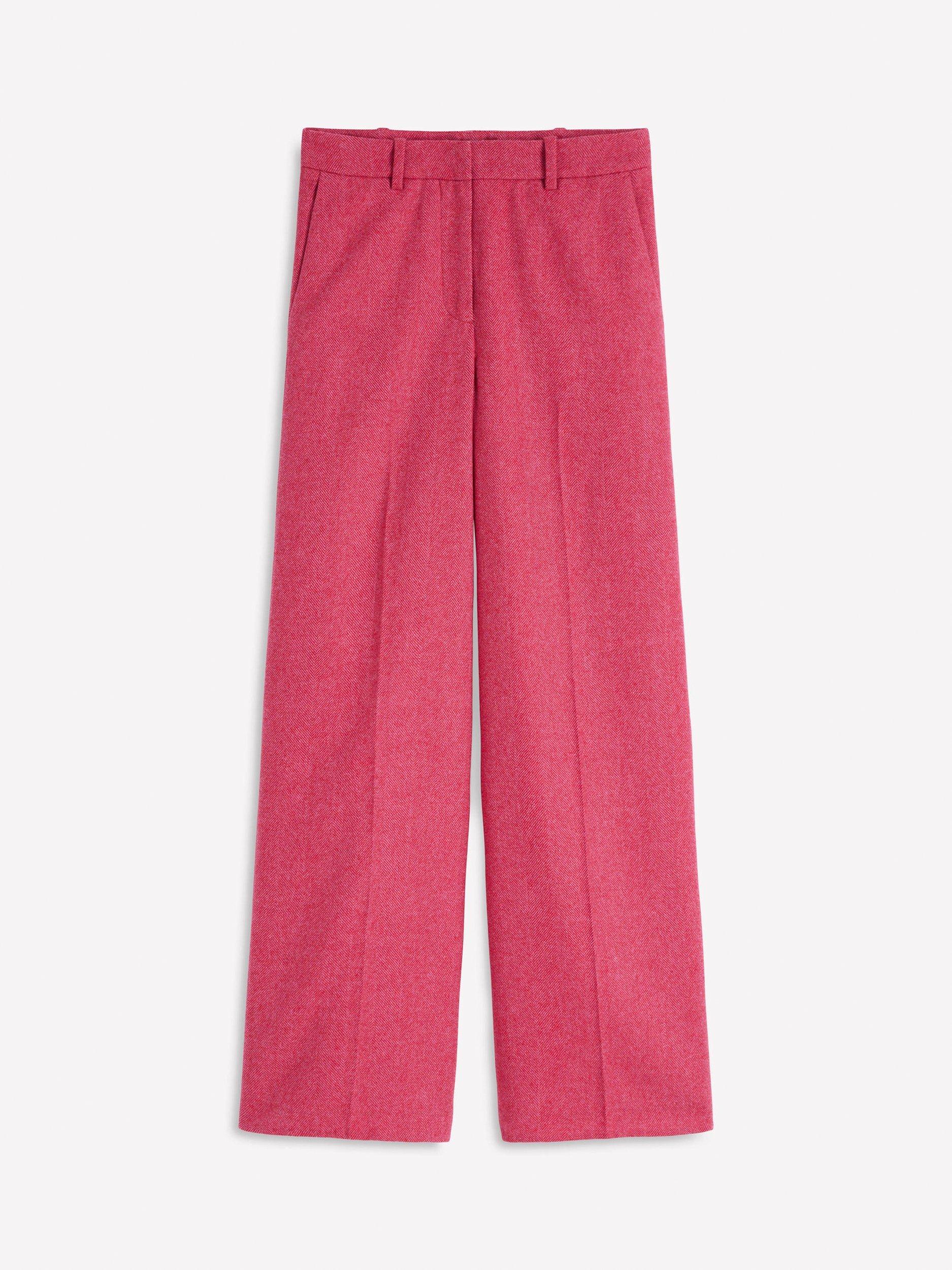 Product image 6 of 6, which shows Boden Belgravia Herringbone Wool Rich Trousers, Pink, 8