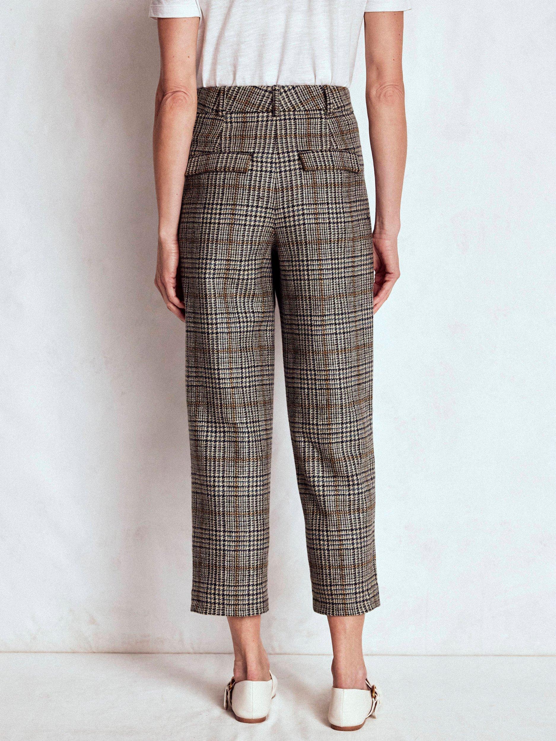 Product image 4 of 7, which shows Boden Bloomsbury Check Pure Wool Trousers, Blue/Grey, 8