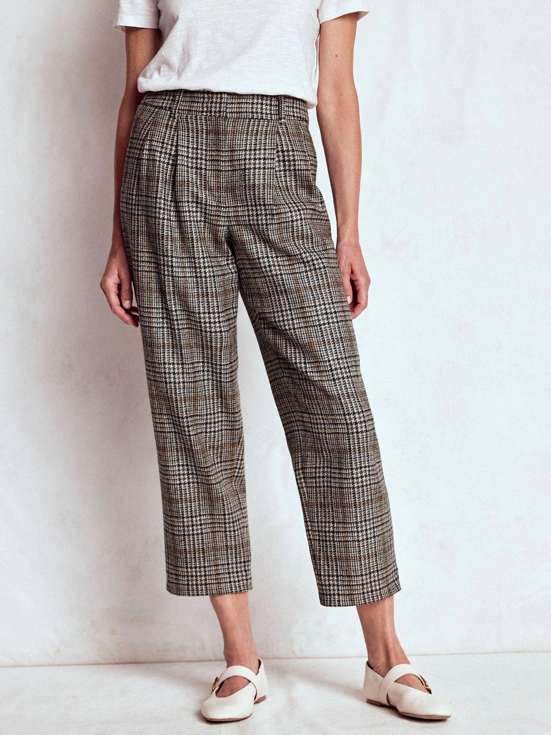 Product image 5 of 7, which shows Boden Bloomsbury Check Pure Wool Trousers, Blue/Grey, 8