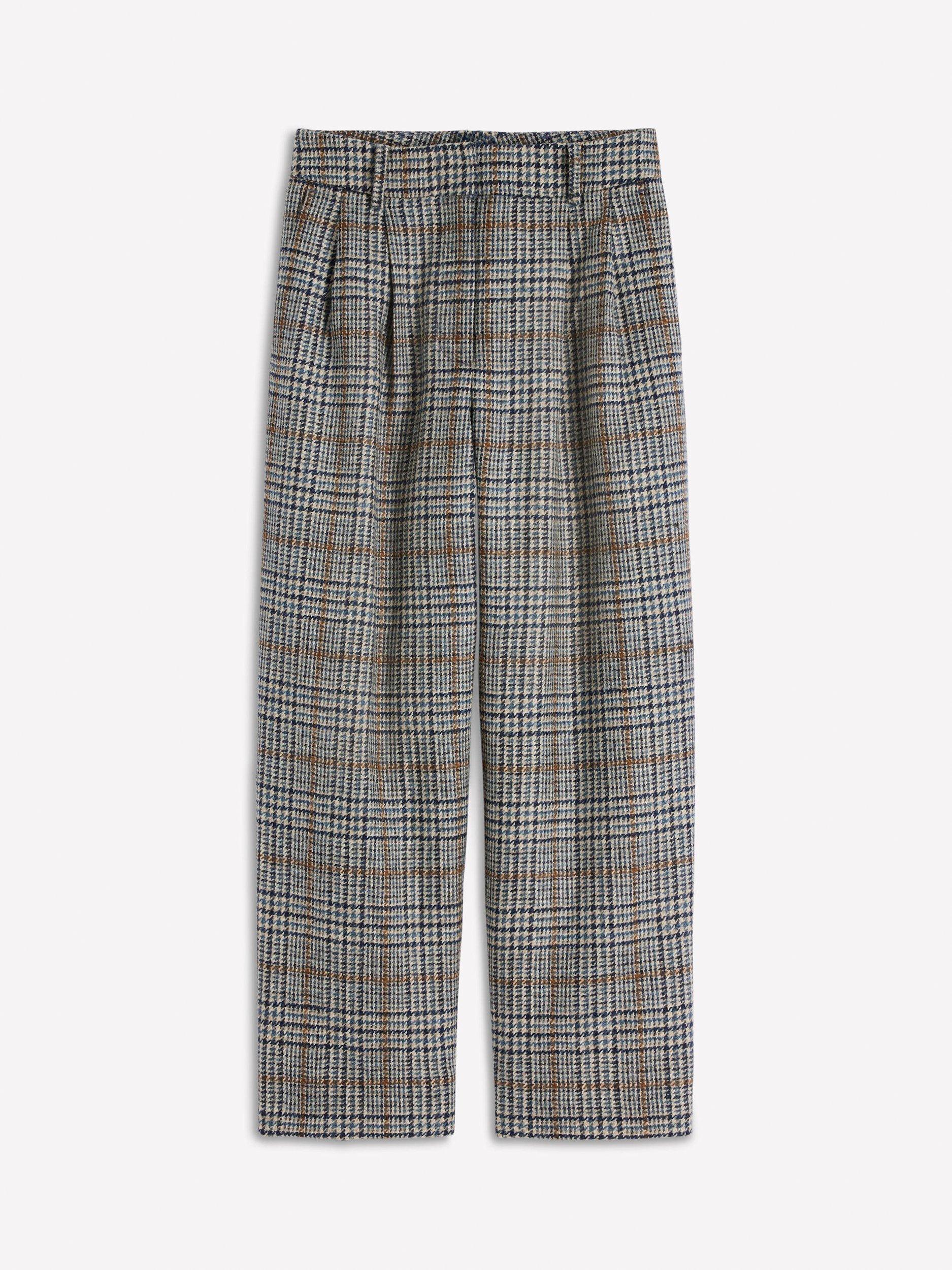 Product image 7 of 7, which shows Boden Bloomsbury Check Pure Wool Trousers, Blue/Grey, 8