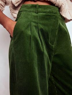 Boden Kensington Corduroy Wide Leg Trousers, Green Fir - view 2, Green Fir