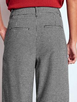 Boden Kensington Dogtooth Wool Rich Trousers, Black/Ivory - view 2, Black/Ivory