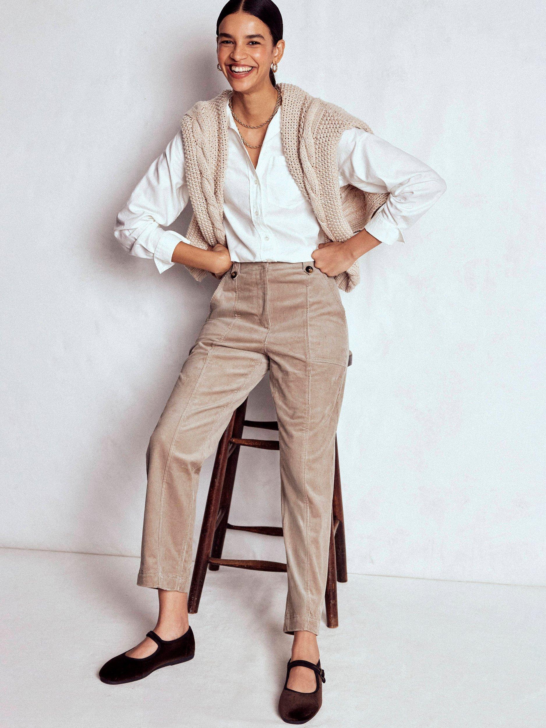 Product image 2 of 6, which shows Boden Pimlico Corduroy Trousers, Natural, 10