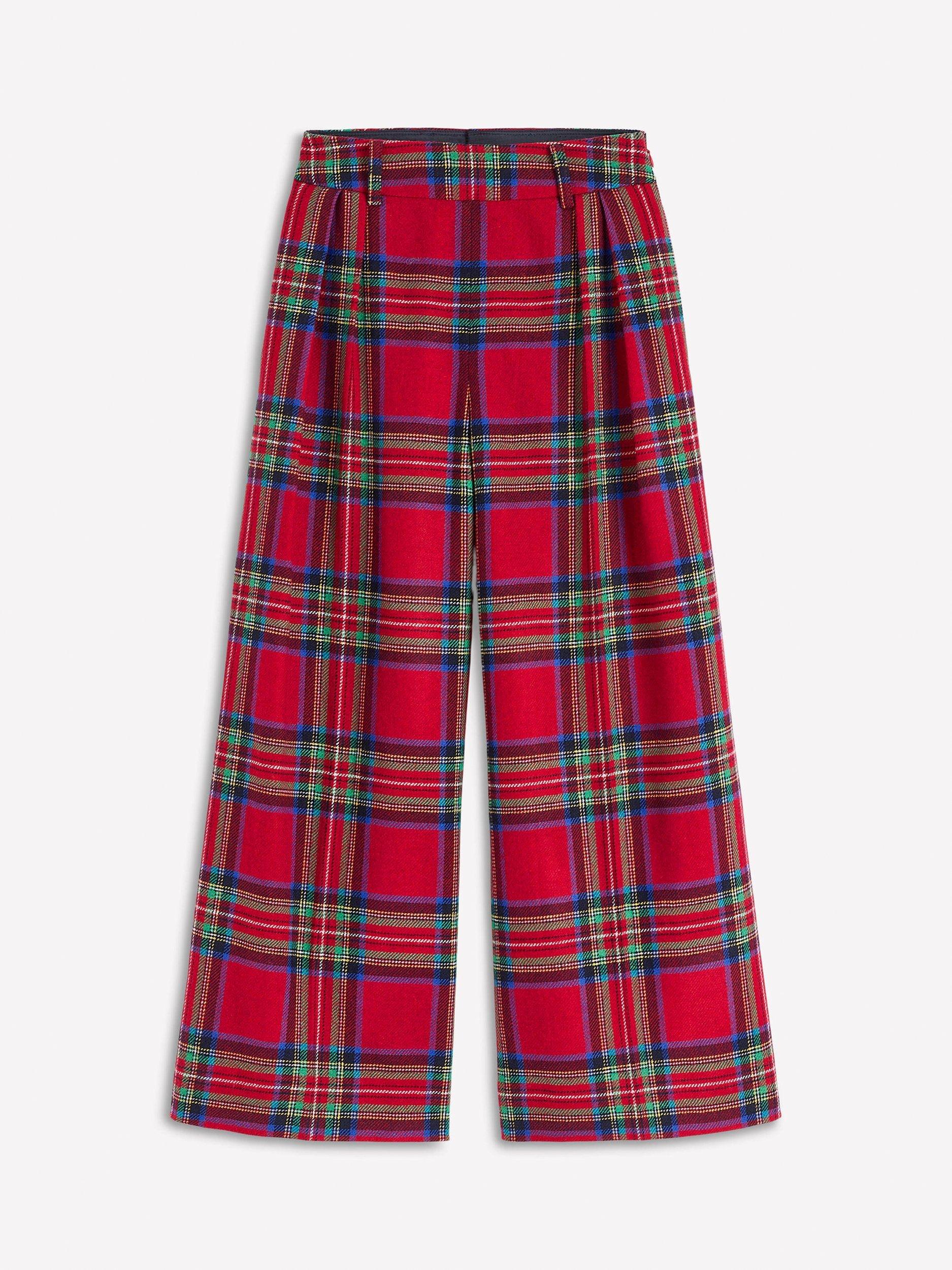 Product image 5 of 5, which shows Boden Tartan Pleated Wool Rich Culottes, Red/Multi, 8