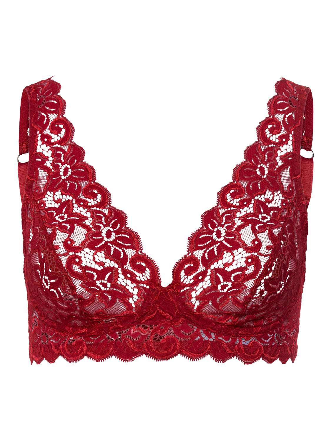 Product image 4 of 6, which shows Hanro Moments Soft Cup Bra, Red Dahlia, 32B