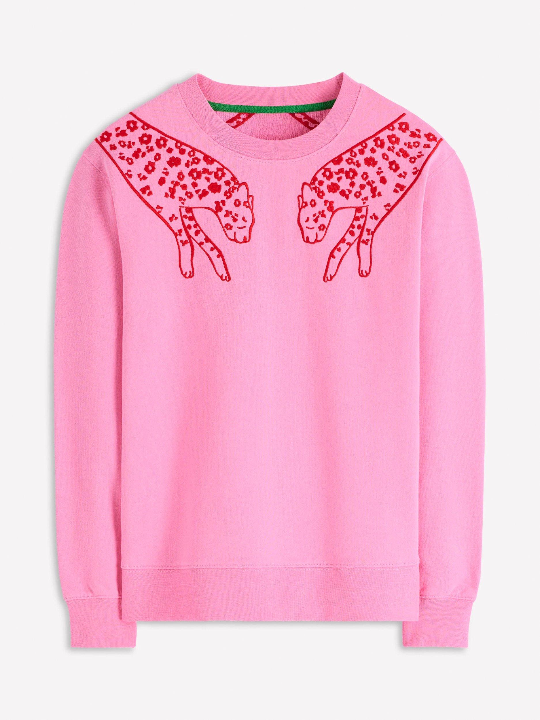 Product image 5 of 5, which shows Boden Emi Embroidered Sweatshirt, Pink, S