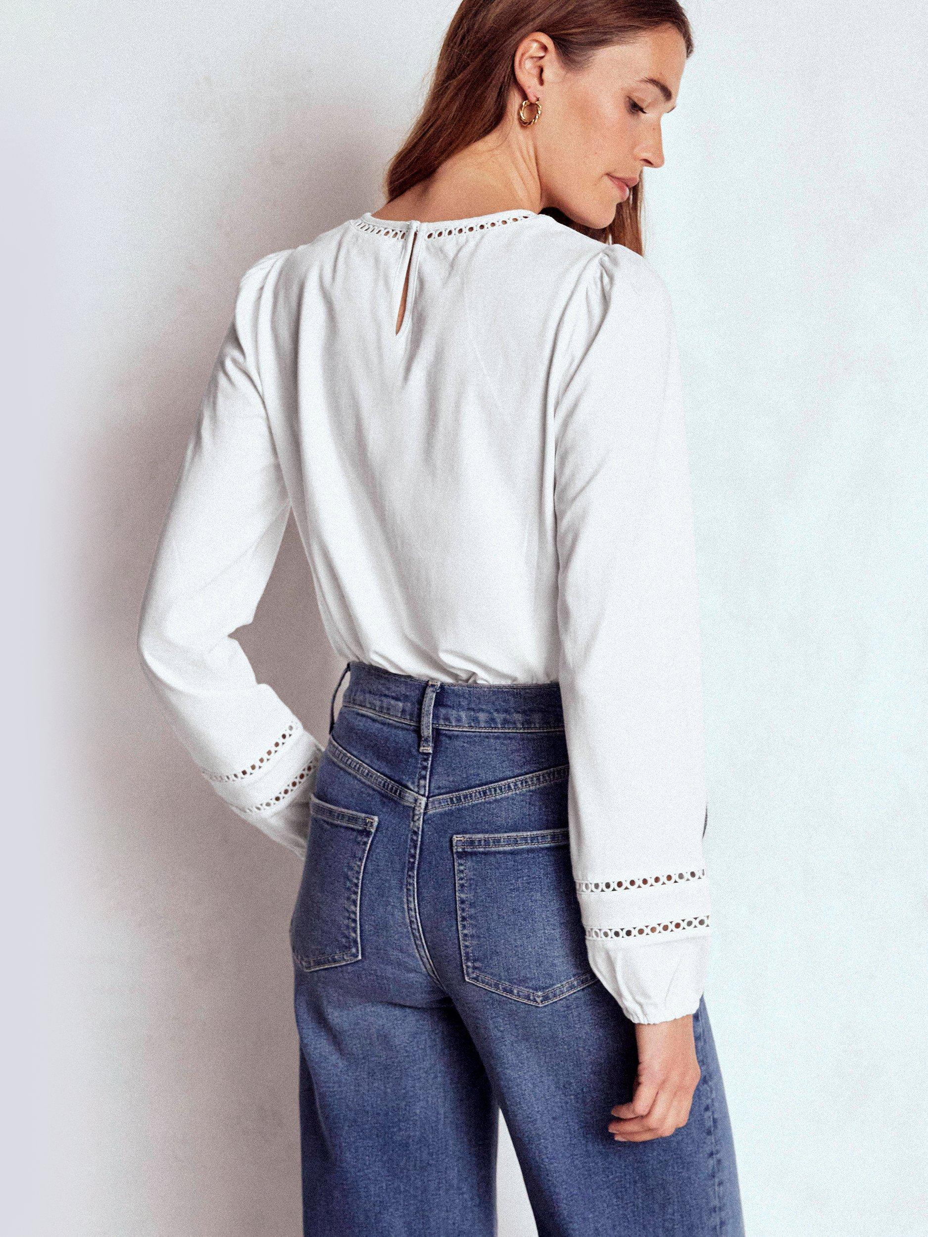 Product image 3 of 5, which shows Boden Flo Trim Detail Top, White, 8