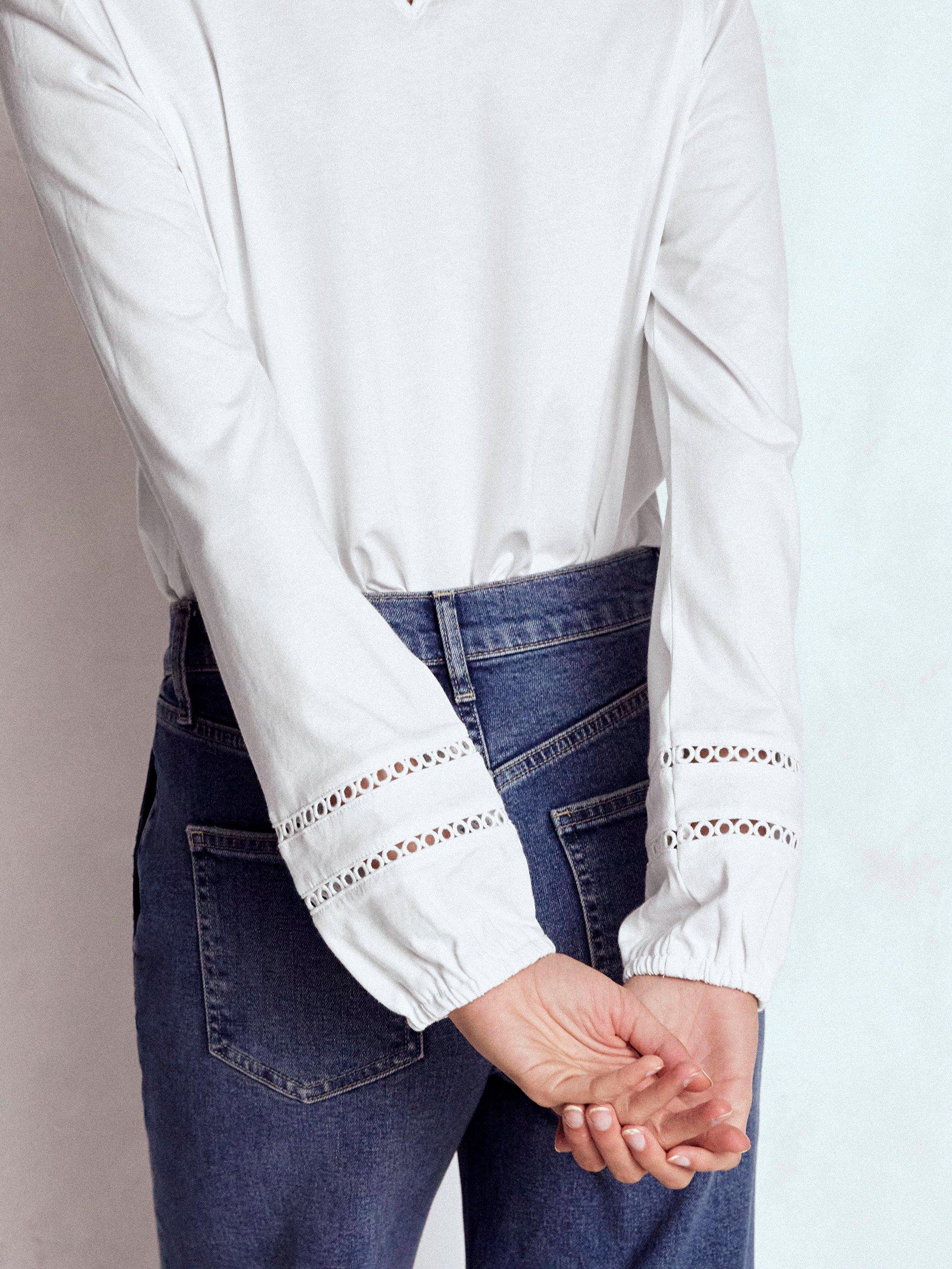 Product image 4 of 5, which shows Boden Flo Trim Detail Top, White, 8