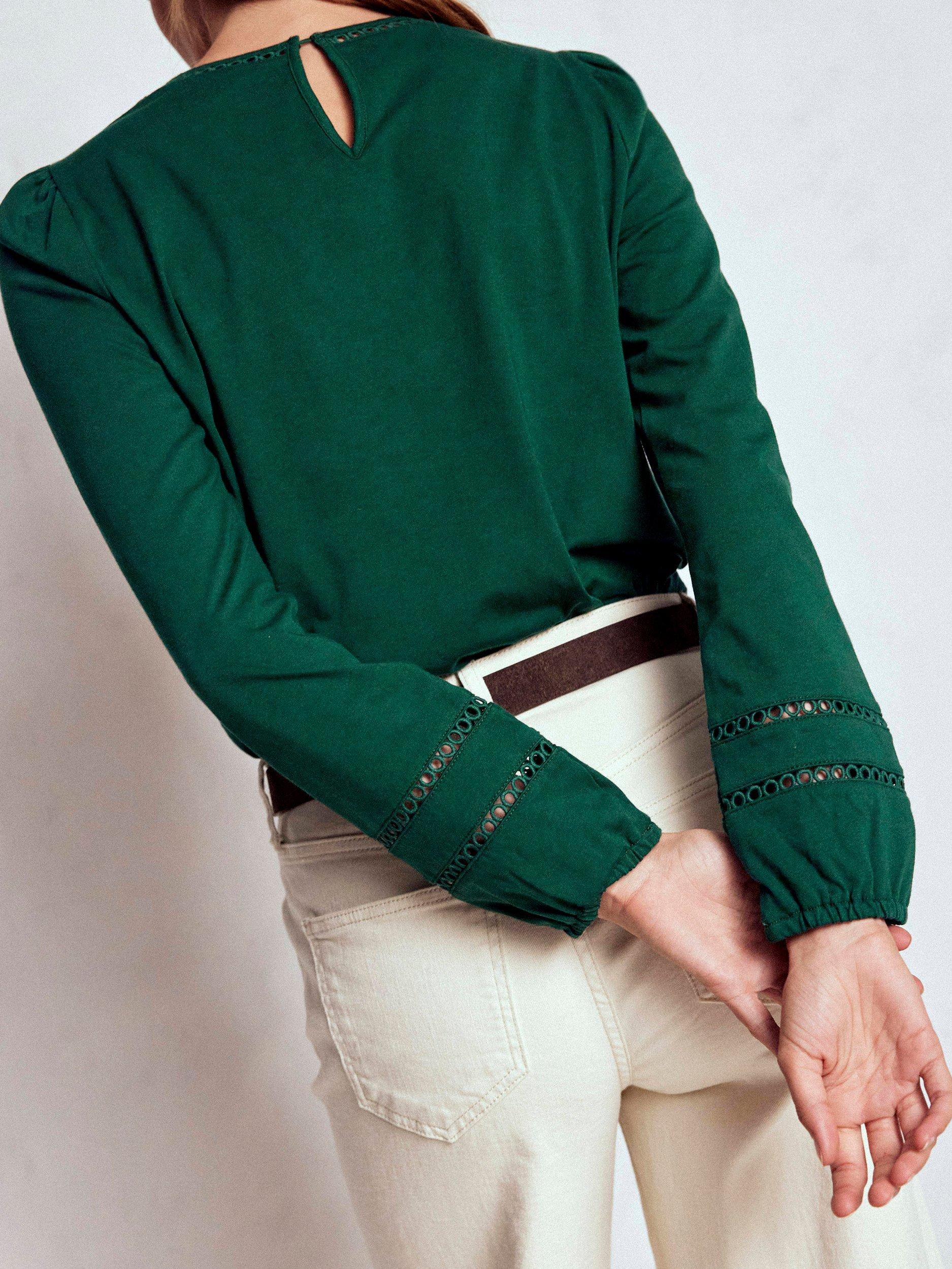 Product image 4 of 5, which shows Boden Flo Trim Detail Top, Emerald Night, 8