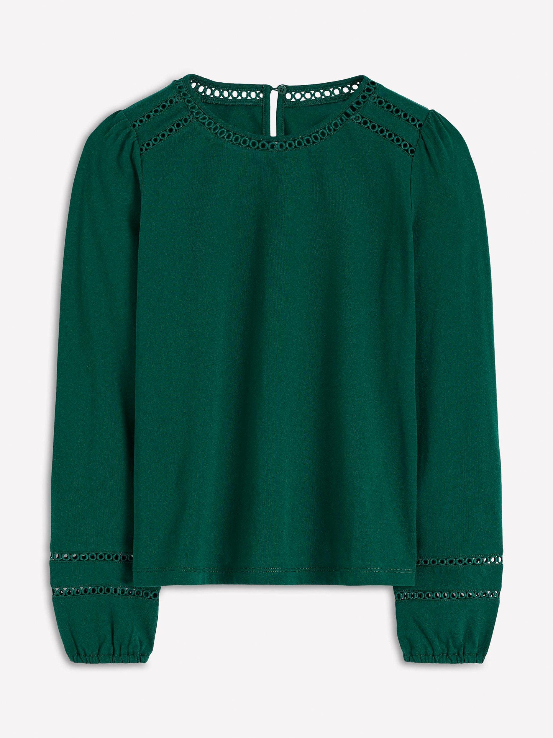 Product image 5 of 5, which shows Boden Flo Trim Detail Top, Emerald Night, 8