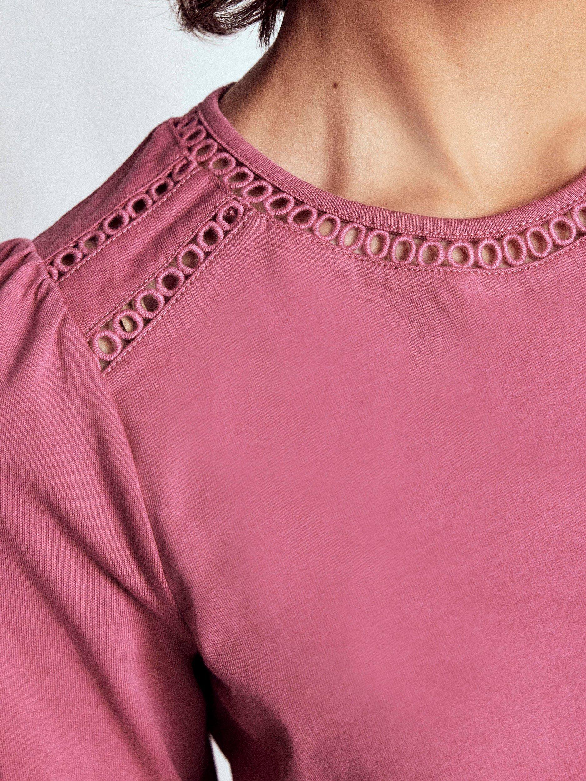 Product image 2 of 4, which shows Boden Flo Trim Detail Top, Pink, 10