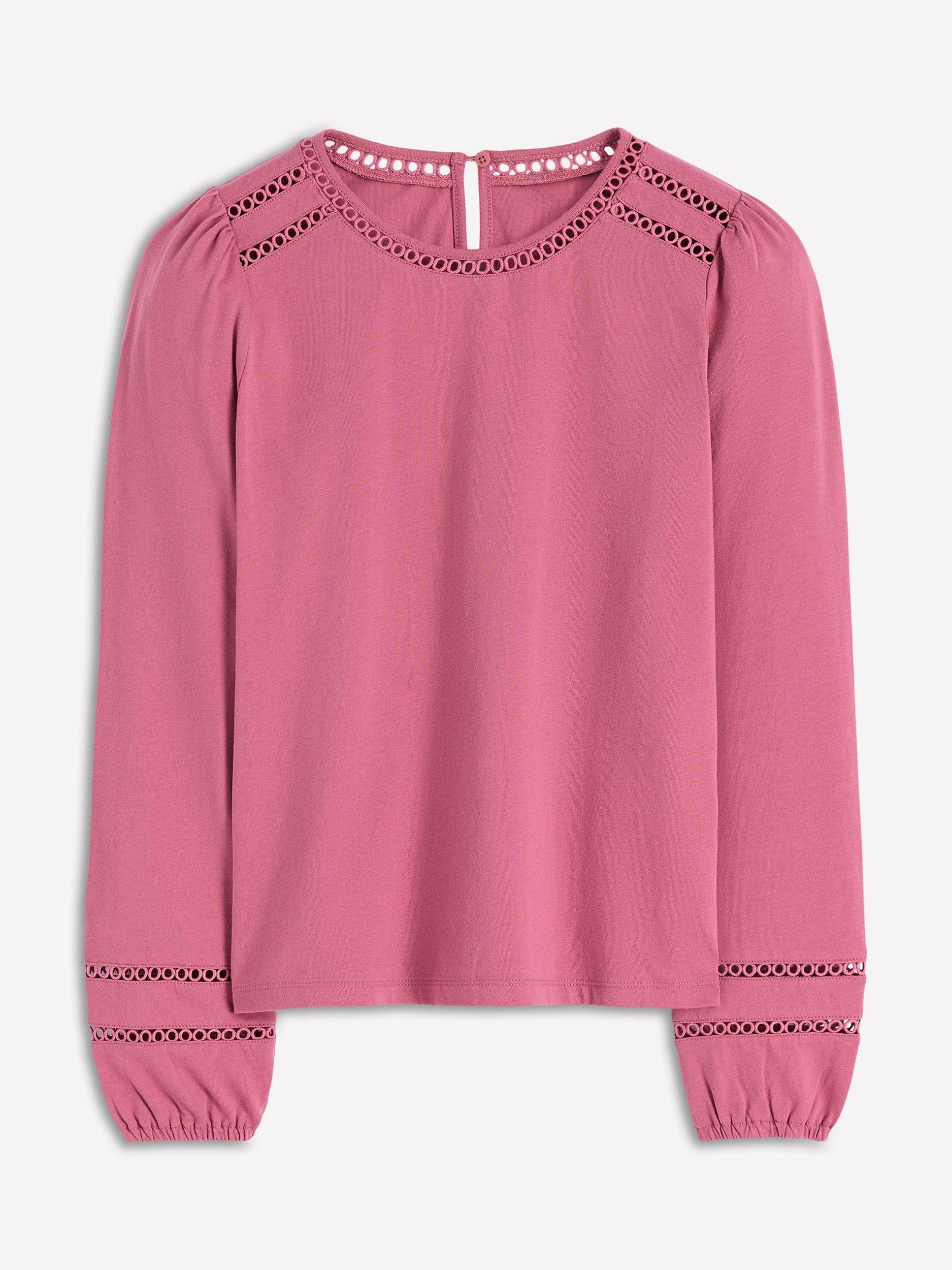 Product image 4 of 4, which shows Boden Flo Trim Detail Top, Pink, 10