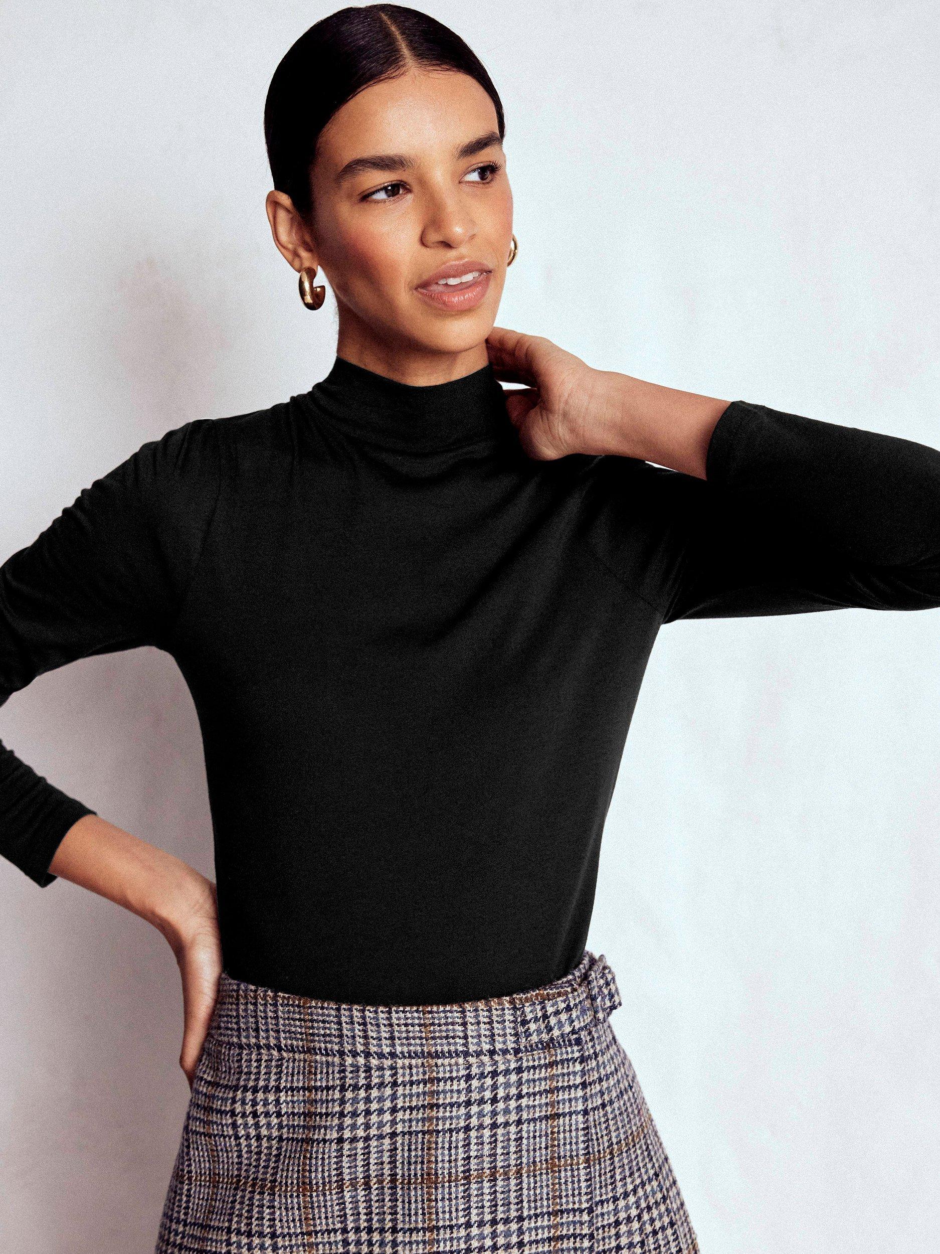 Boden Puff Sleeve Jersey Top, Black