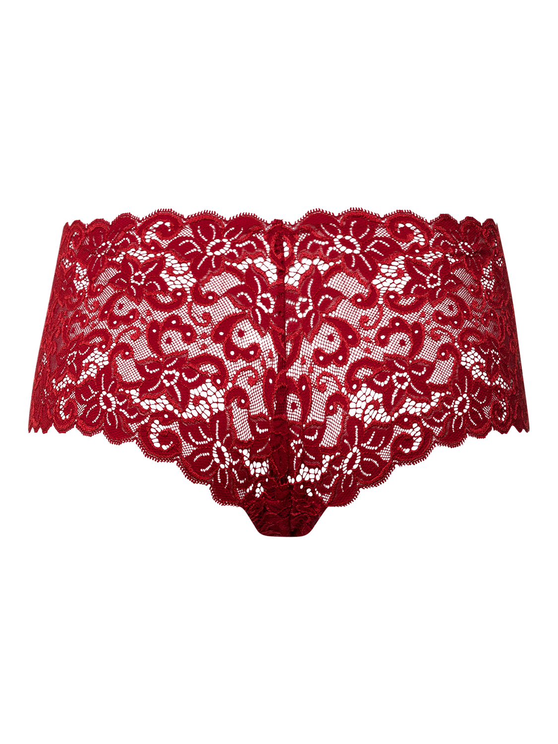 Product image 5 of 6, which shows Hanro Moments Mid-Rise Briefs, Red Dahlia, XS