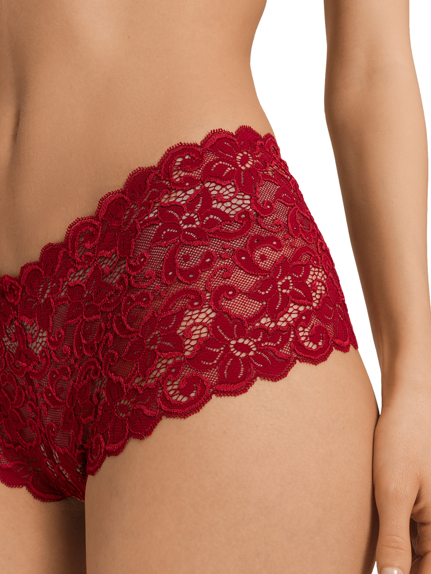 Product image 6 of 6, which shows Hanro Moments Mid-Rise Briefs, Red Dahlia, XS