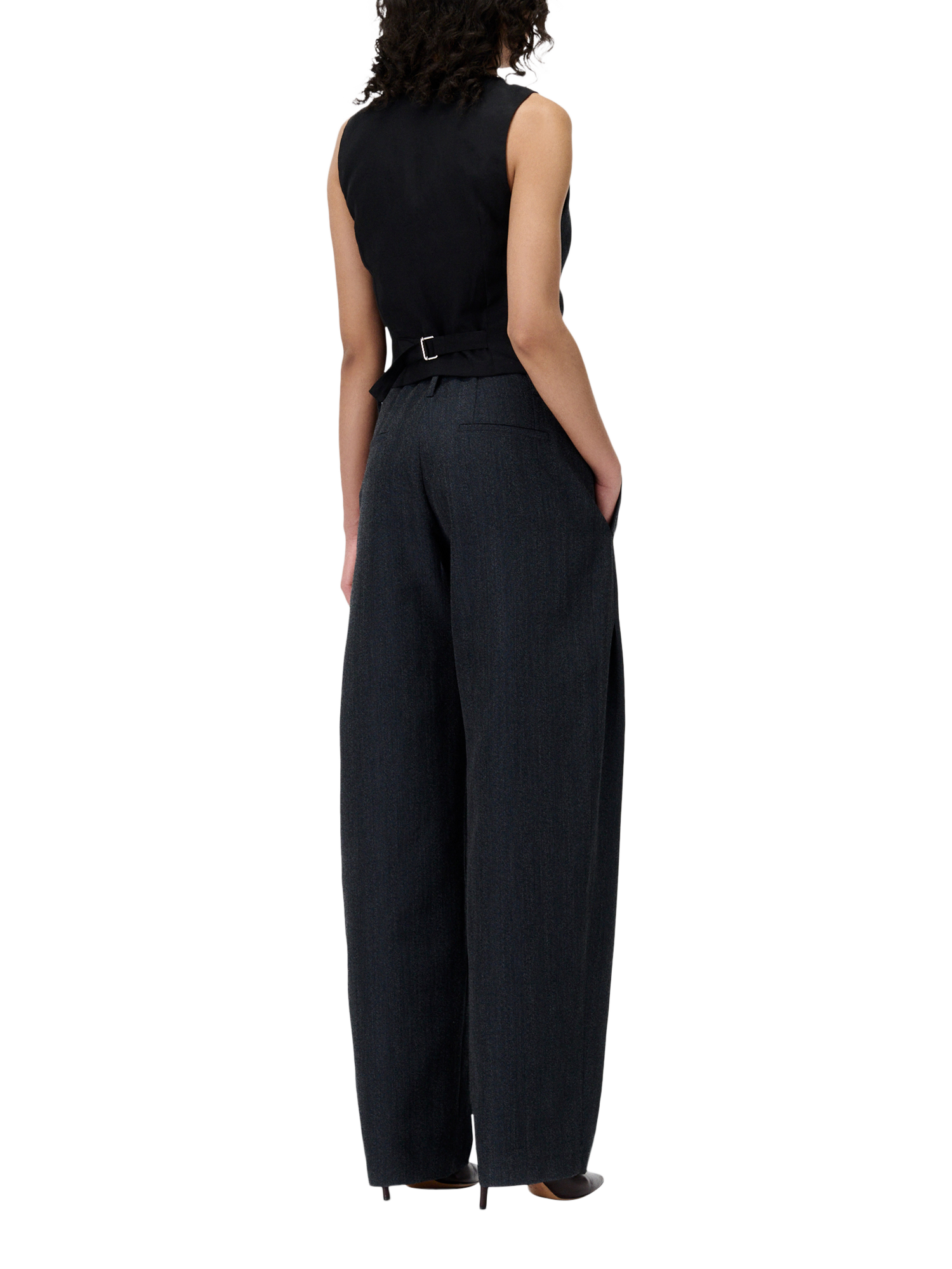 Product image 3 of 5, which shows IRO Benyo V-Neck Wool Blend Waistcoat, Dark Navy / Grey, 38