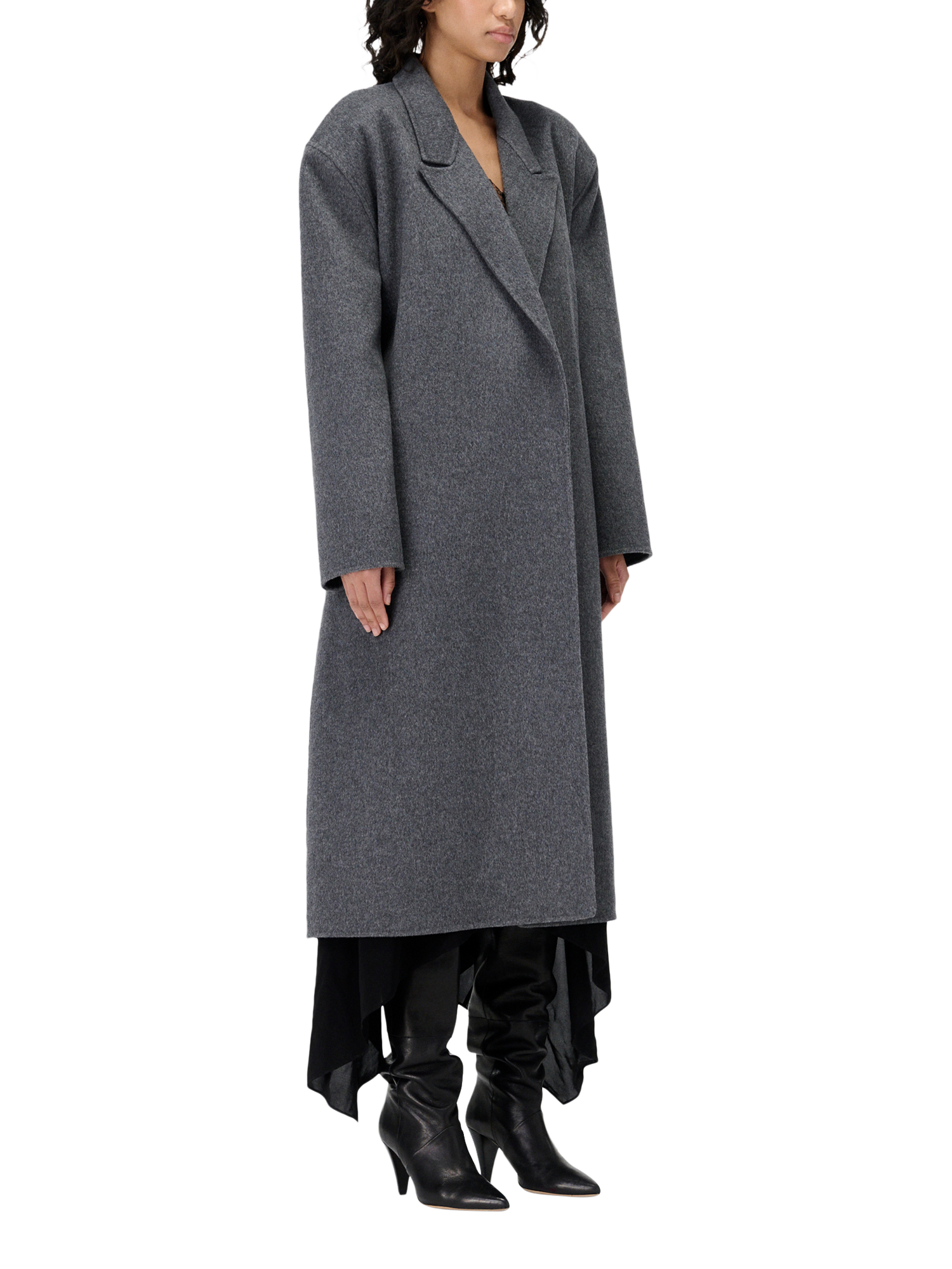 Product image 2 of 5, which shows IRO Nallia Belted Wool Rich Coat, Grey, 40