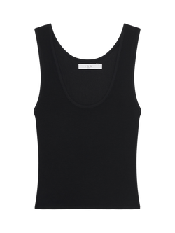 IRO Roseen Round Neck Wool Blend Vest Top, Black