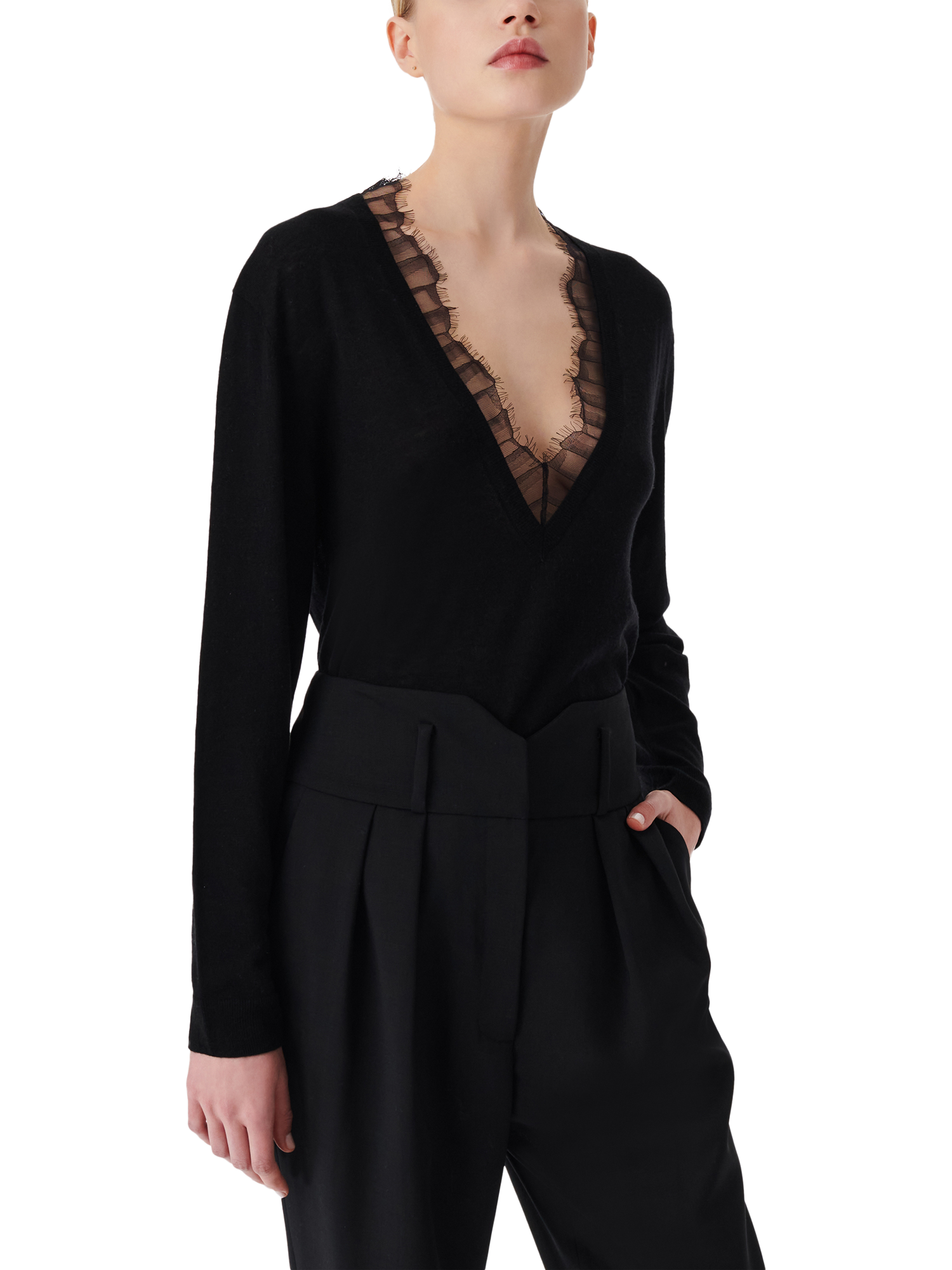 Product image 3 of 4, which shows IRO Haby Fine Wool Knit Sweatshirt , Black, S