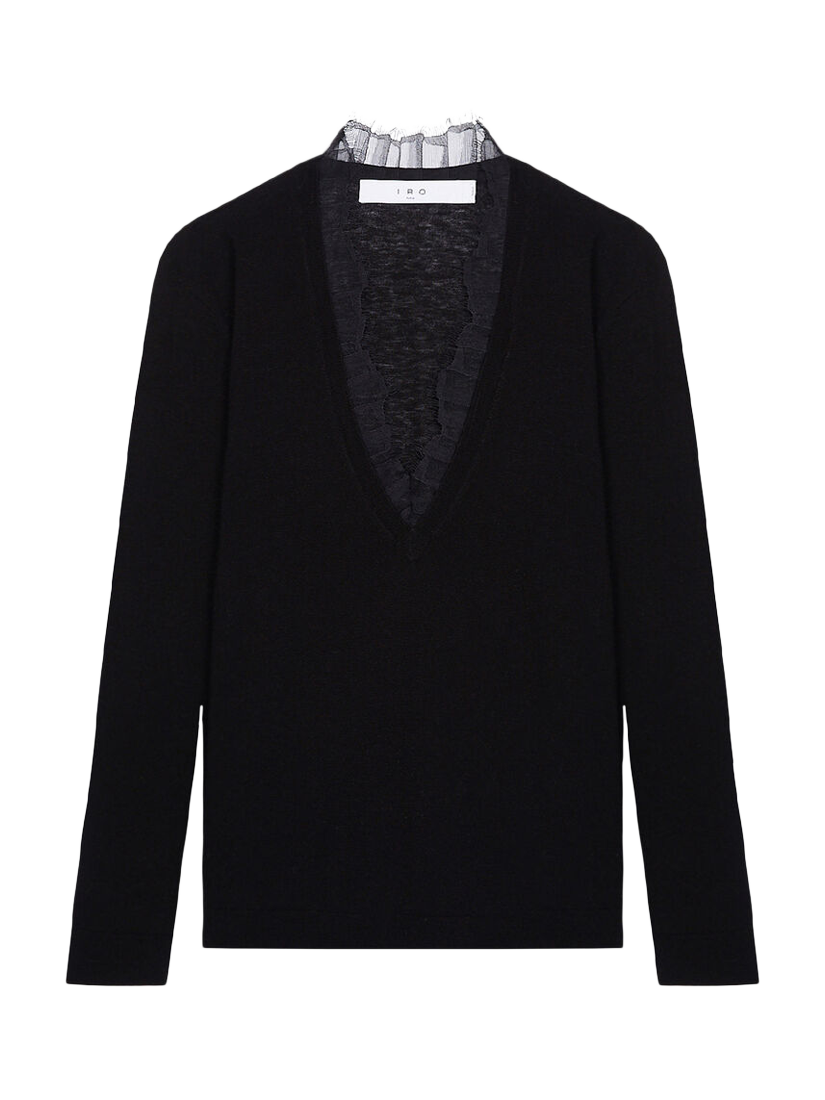 Product image 4 of 4, which shows IRO Haby Fine Wool Knit Sweatshirt , Black, S