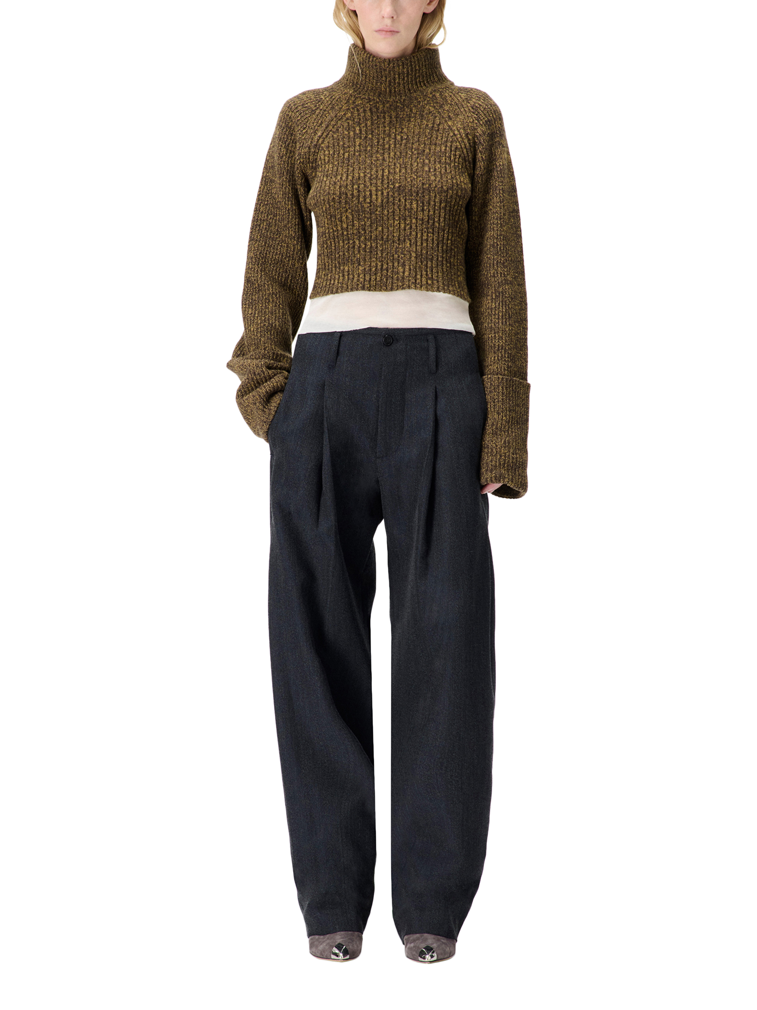 Product image 1 of 4, which shows IRO Barissa Wool Blend Tailored Trousers, Dark Navy, 38