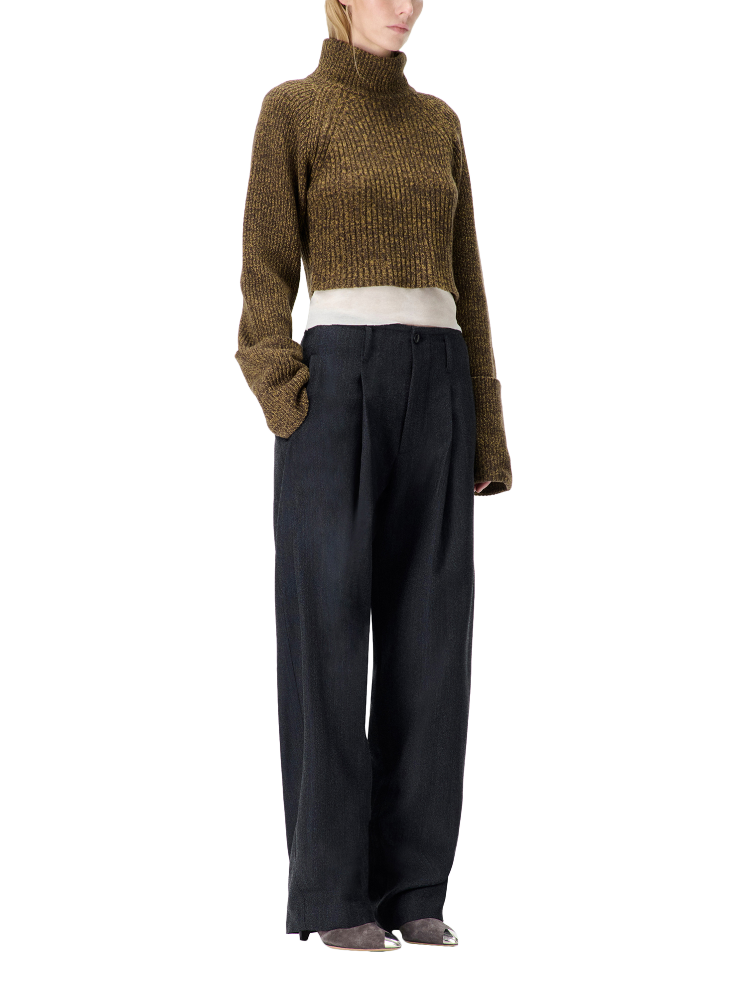 Product image 2 of 4, which shows IRO Barissa Wool Blend Tailored Trousers, Dark Navy, 38