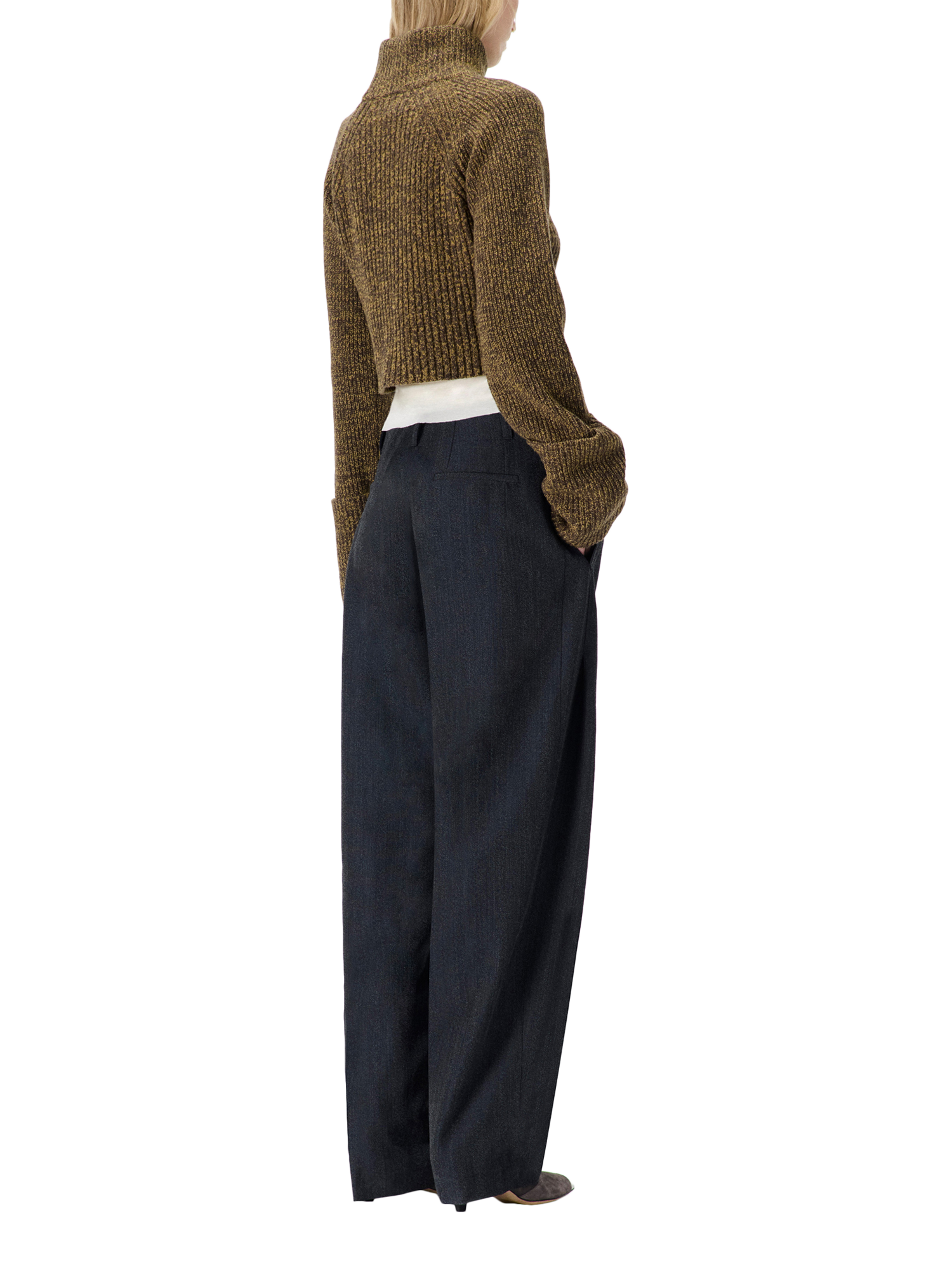 Product image 3 of 4, which shows IRO Barissa Wool Blend Tailored Trousers, Dark Navy, 38