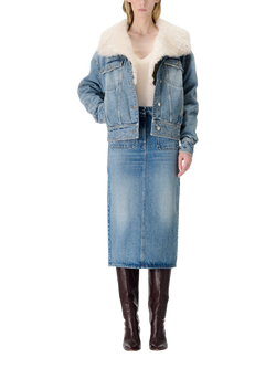 IRO Siryne A-Line Cotton Maxi Denim Skirt, Blue Vintage