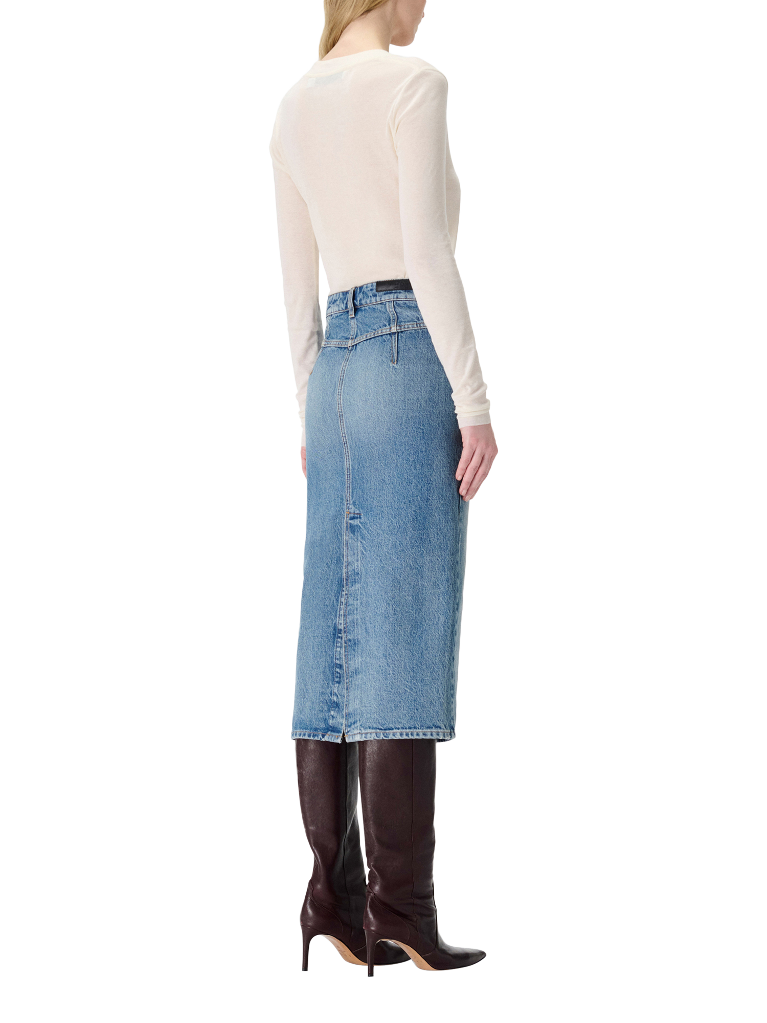 Product image 3 of 5, which shows IRO Siryne A-Line Cotton Maxi Denim Skirt, Blue Vintage, 36