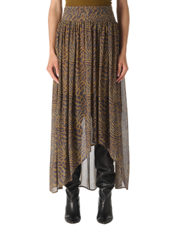 IRO Calesa Semi-Sheer A-Line Maxi Skirt, Multico Leopard Ocre