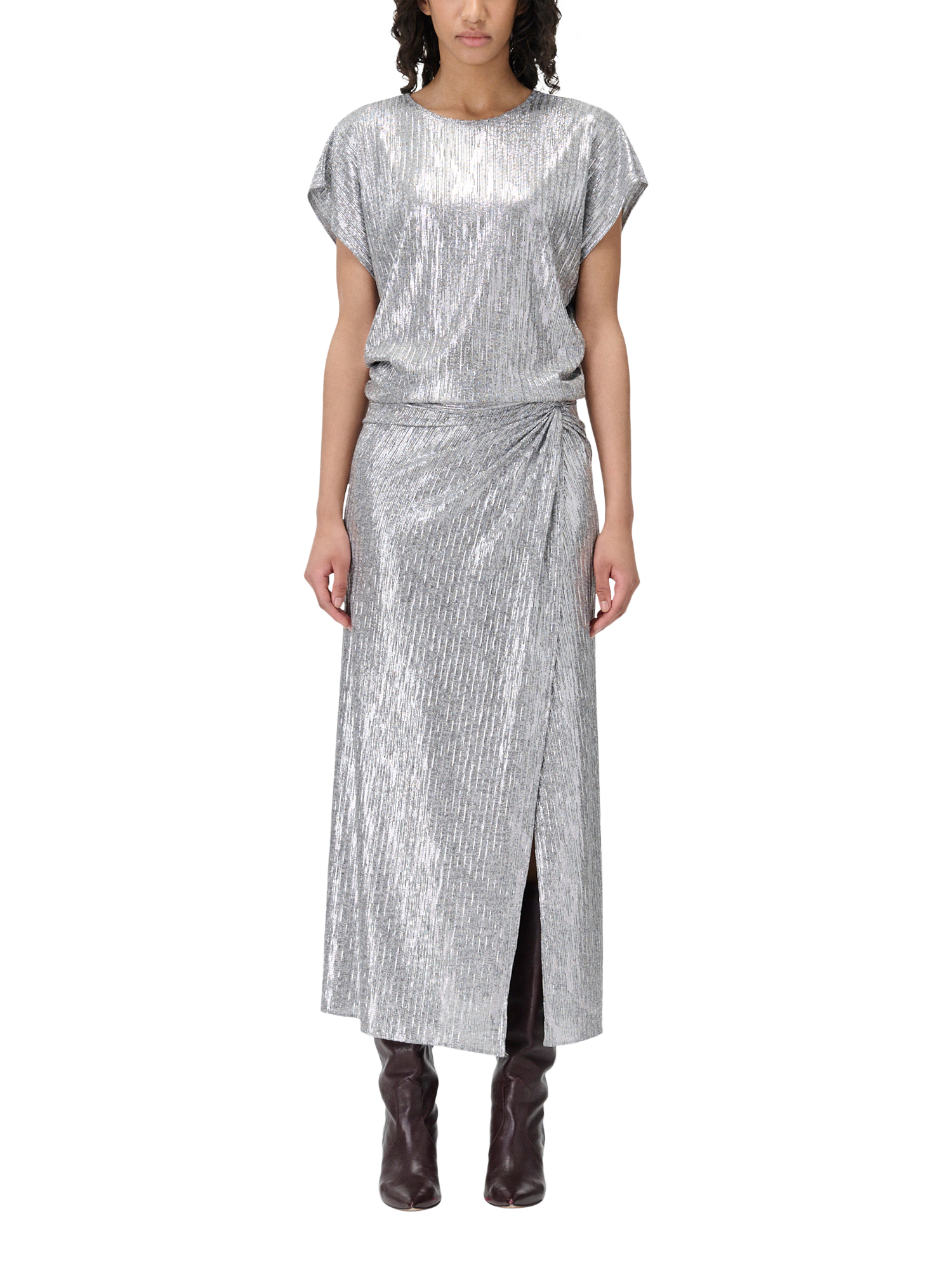 IRO Tyzio Metallic A-Line Maxi Skirt