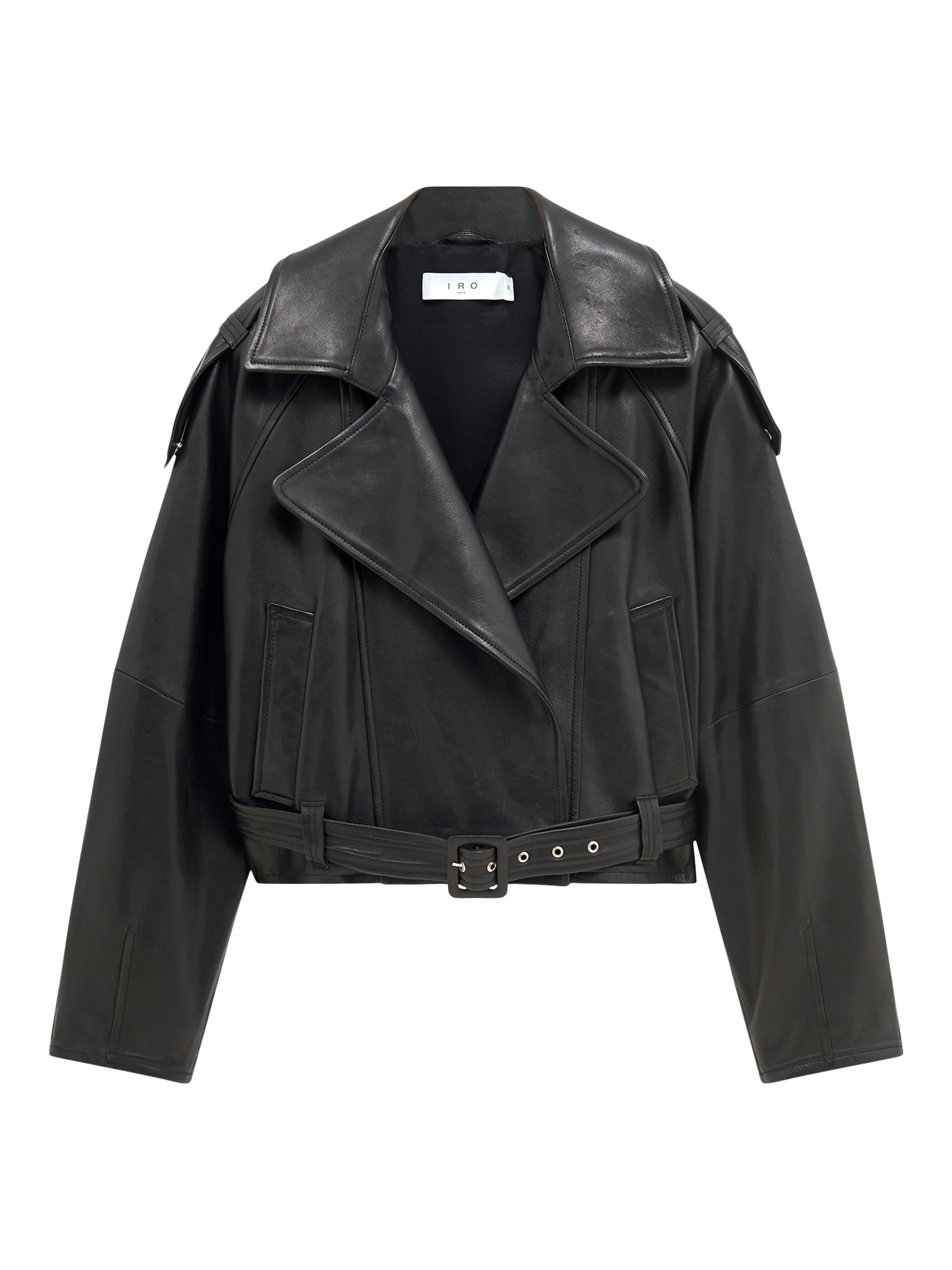 Product image 4 of 4, which shows IRO Yuria Leather Biker Jacket, Black, 38