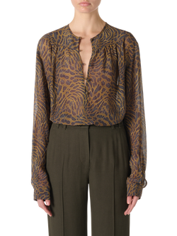 IRO Cyriel Longline Animal Print Blouse, Multico Leopard Ocre