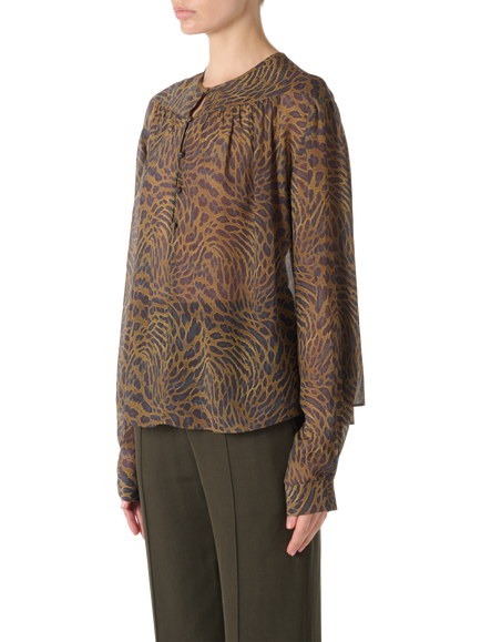IRO Cyriel Longline Animal Print Blouse - view 2, Multico Leopard Ocre