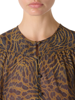 IRO Cyriel Longline Animal Print Blouse - view 2, Multico Leopard Ocre