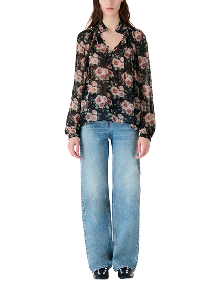 IRO Lazula Floral Top, Black/Multi, Black/Multi