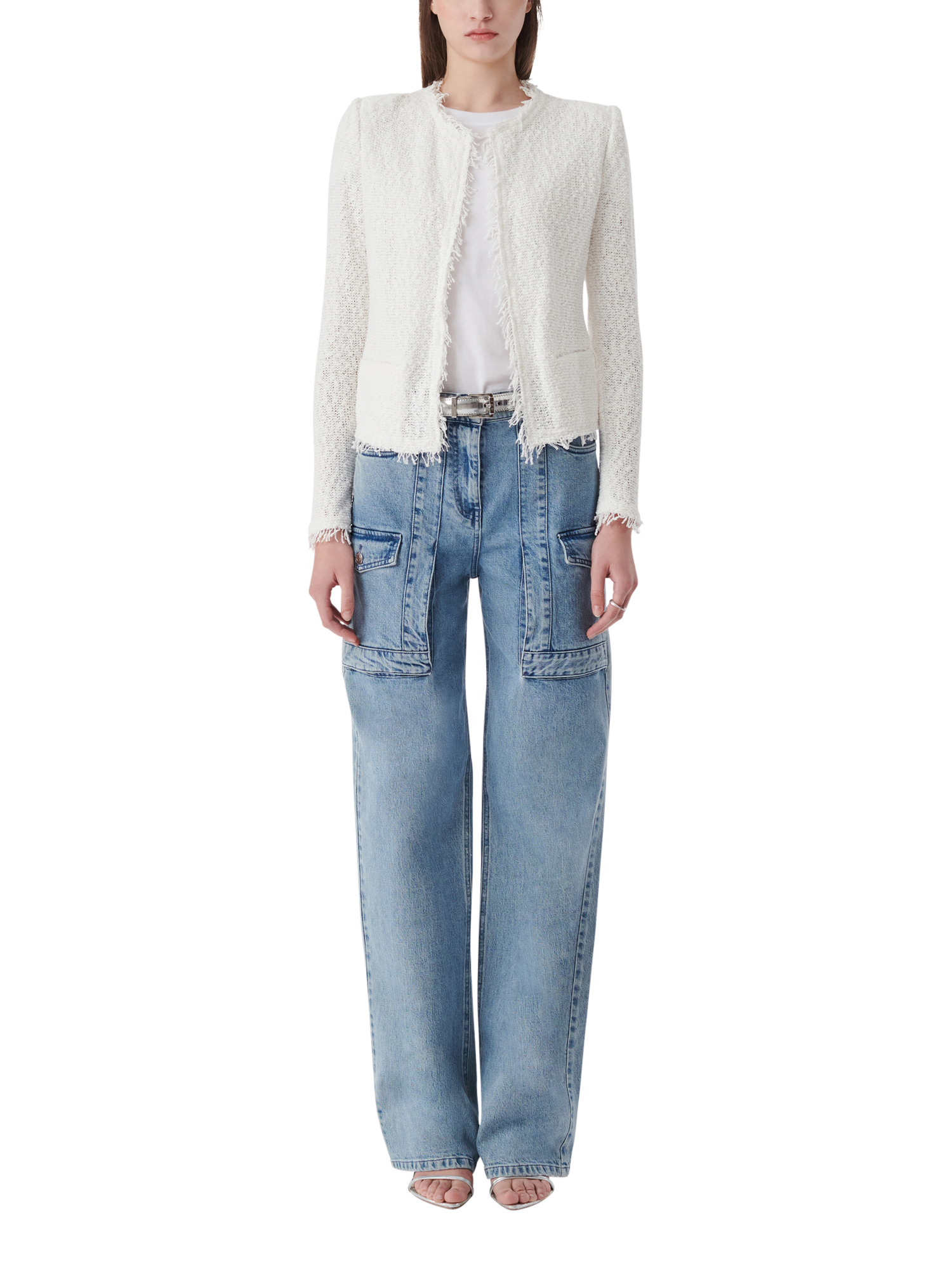 Product image 2 of 4, which shows IRO Shavani Cotton Textured Jacket, White, 36