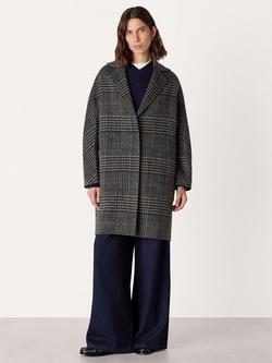 Whistles Cassie Check Double Face Wool Rich Coat, Grey/Multi, Grey/Multi