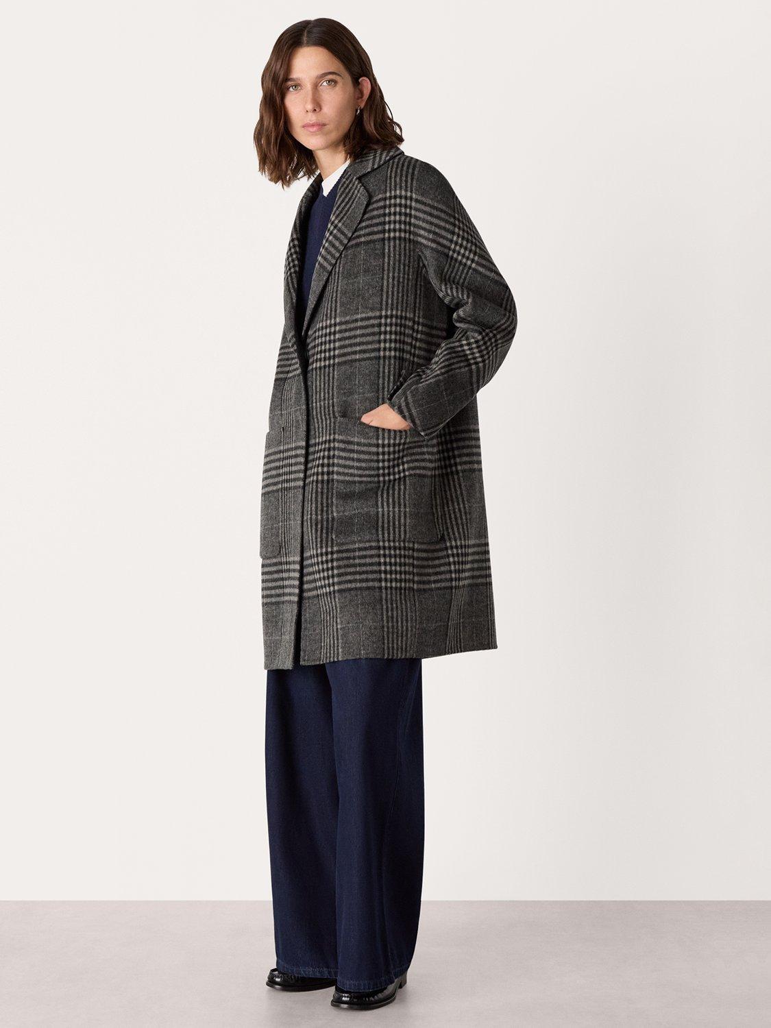 Product image 4 of 5, which shows Whistles Cassie Check Double Face Wool Rich Coat, Grey/Multi, XS