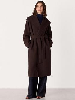 Whistles Cosima Double Face Wool Rich Coat, Chocolate, Chocolate