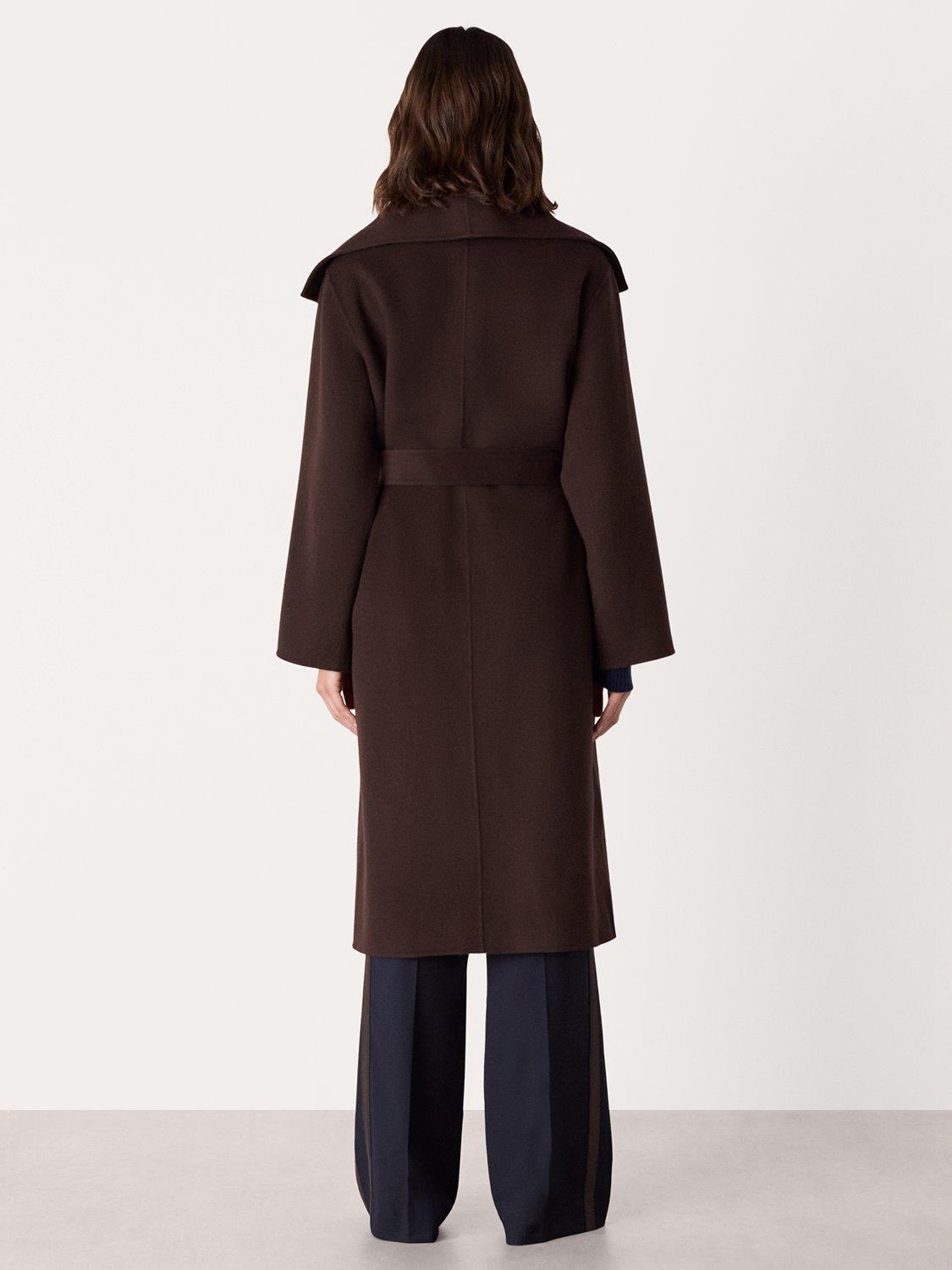 Product image 2 of 5, which shows Whistles Cosima Double Face Wool Rich Coat, Chocolate, XS
