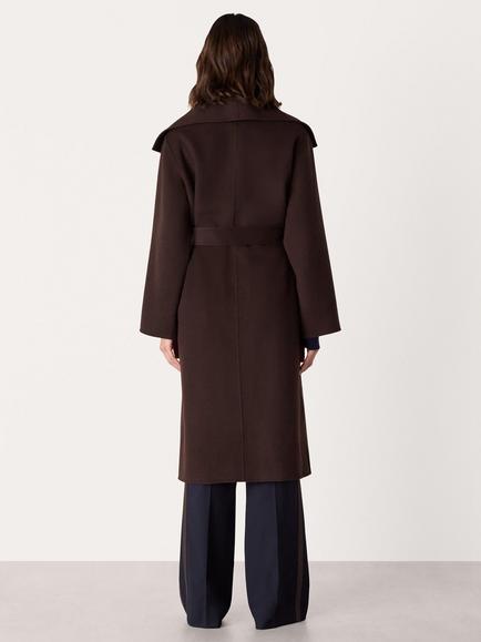 Whistles Cosima Double Face Wool Rich Coat, Chocolate - view 2, Chocolate