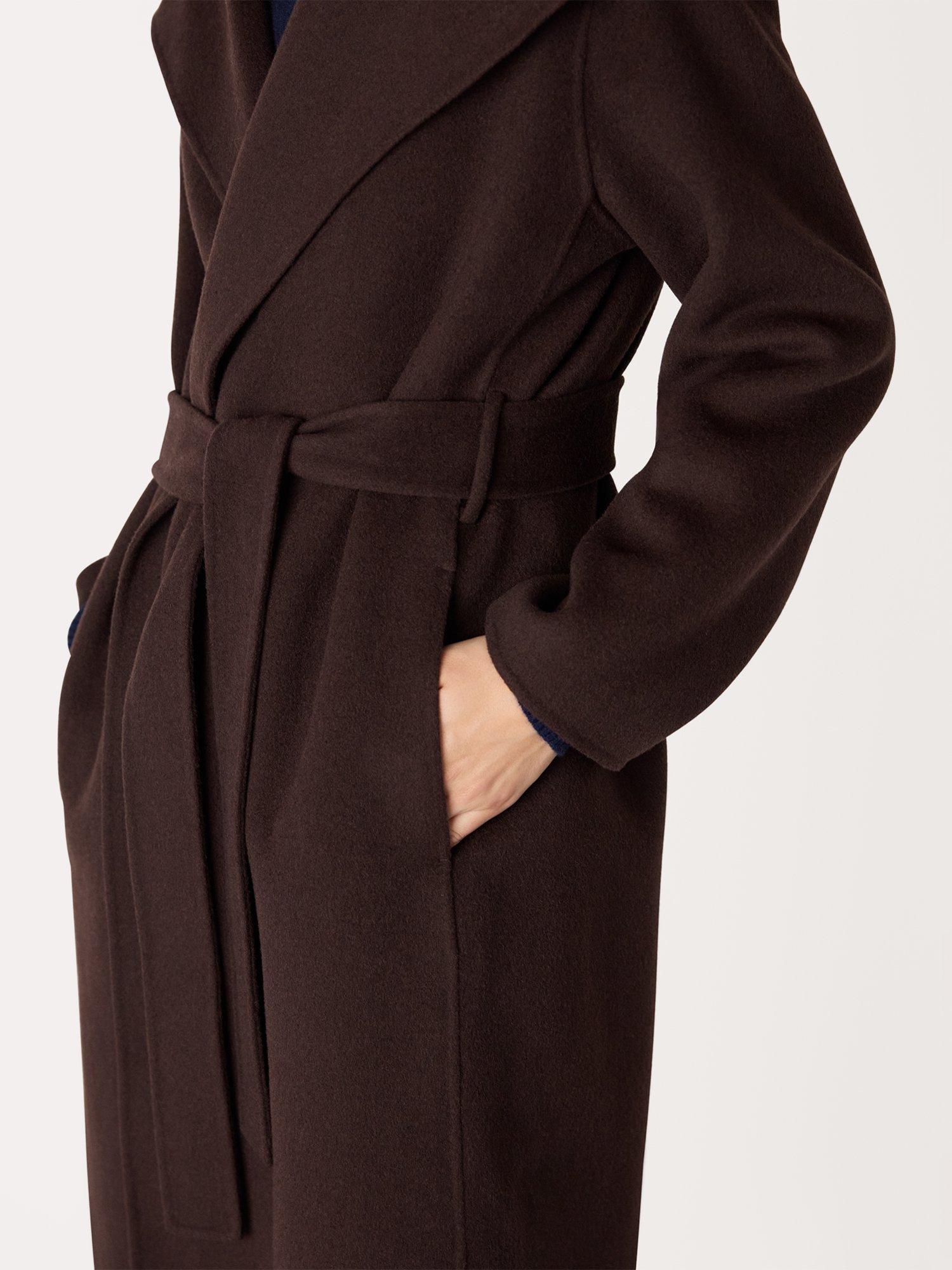 Product image 4 of 5, which shows Whistles Cosima Double Face Wool Rich Coat, Chocolate, XS