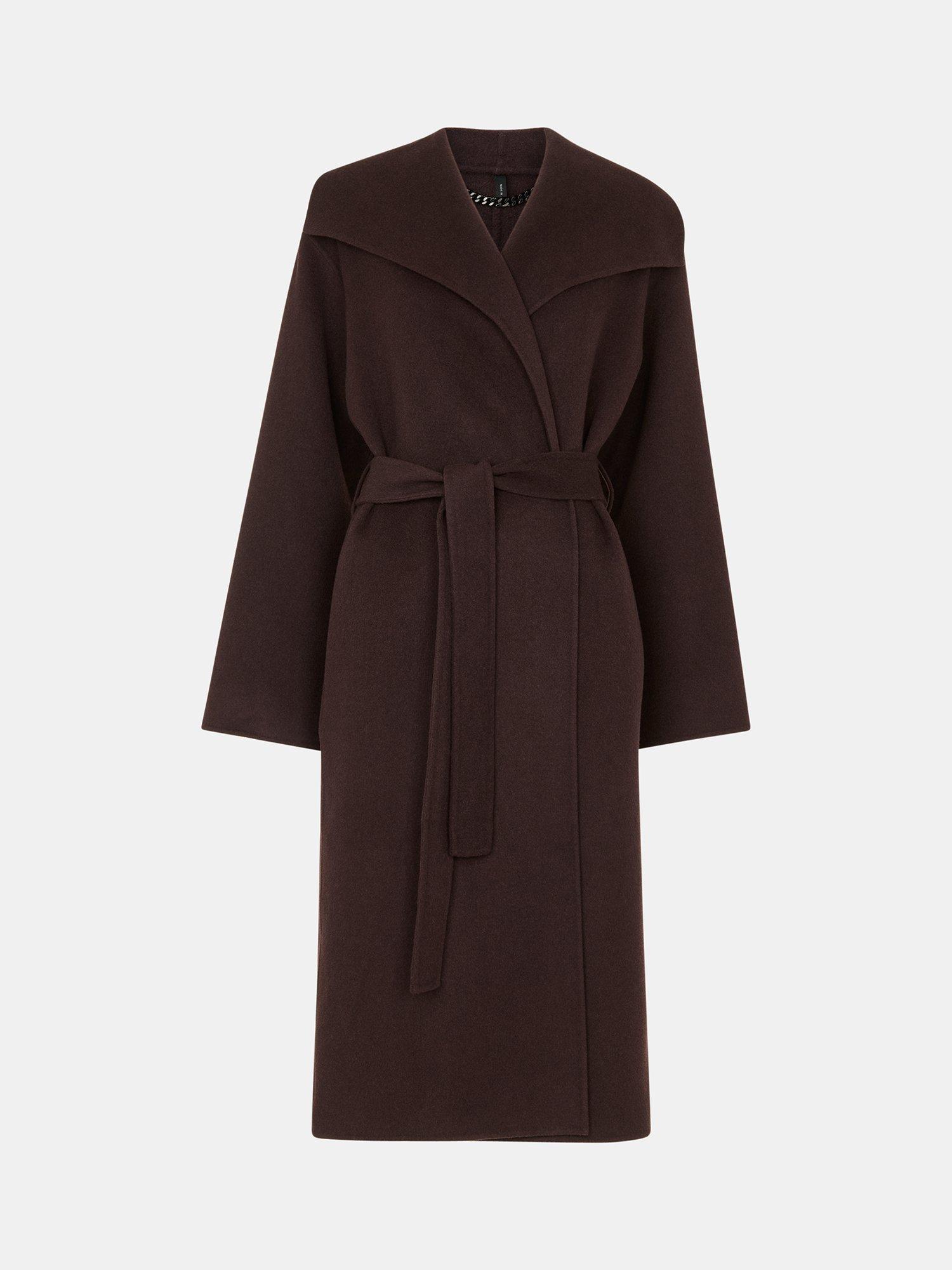 Product image 5 of 5, which shows Whistles Cosima Double Face Wool Rich Coat, Chocolate, XS
