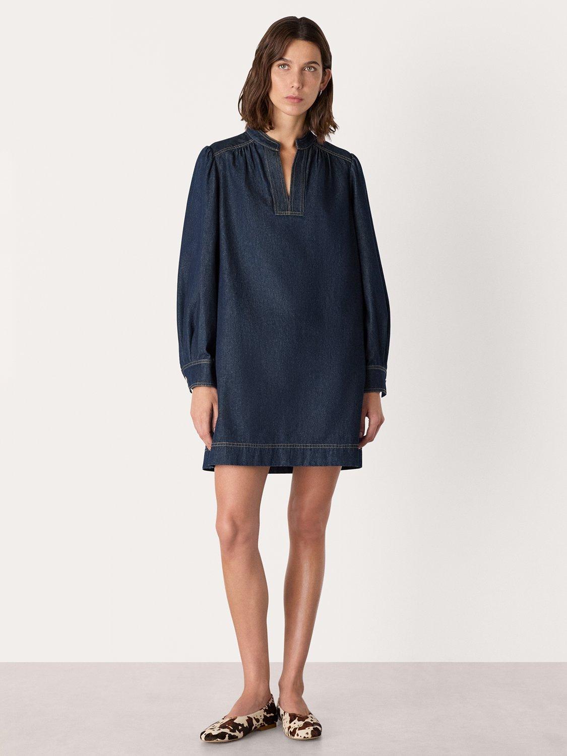Product image 1 of 5, which shows Whistles Long Sleeve Shift Mini Dress, Dark Blue, 6