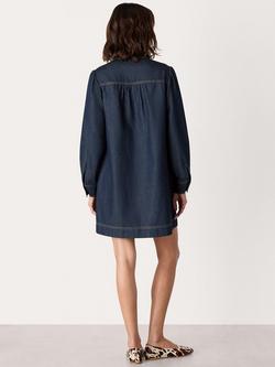 Whistles Long Sleeve Shift Mini Dress, Dark Blue - view 2, Dark Blue