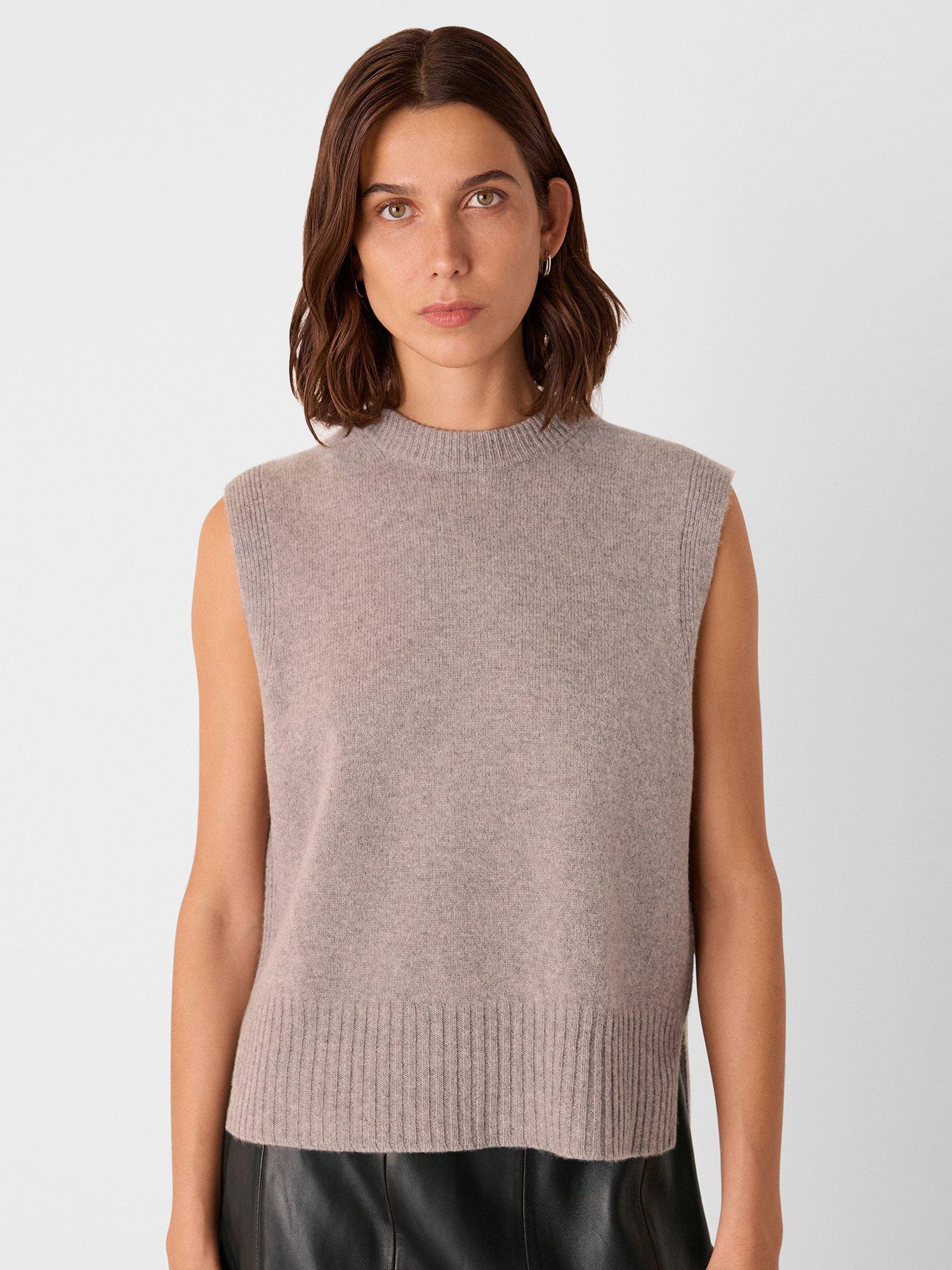 Product image 1 of 5, which shows Whistles Wool Sleeveless Tank Top, Neutral, XS